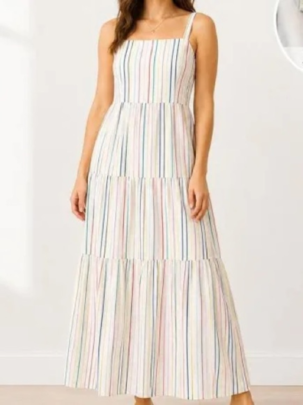 NEW J.Crew 6 $118 Tiered Multicolored Stripe Ruffle Maxi Dress Cotton Poplin